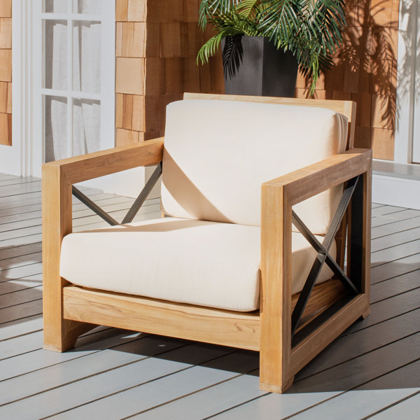 Joss & Main Teak Patio Chair with Cushions & Reviews Wayfair
